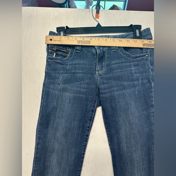 Cache Bootcut Jeans Size 2 Dark Wash Embellished Back Pockets Mid Rise - Picture 9 of 10